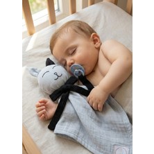 Joyous Mom & Kids Emzik Takılabilir Kedi Uyku Arkadaşı – %100 Pamuk 4 Kat Muslin, 35 cm