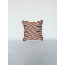 Pemteks Tekstil 45X45 Taba Renk Desenli Fitilli Fermuarlı Kırlent Kılıfı