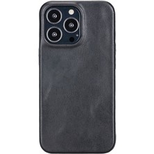 Sinerjim Apple iPhone 13 Pro Uyumlu Deri Arka Kapak ROCK RST1 Siyah