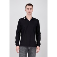 Paco Romano Erkek Uzun Kol Siyah Polo Yaka Tişört