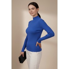 Kadın Mavi Balıkçı Yaka Bluz