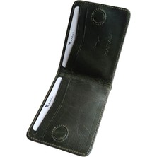 Karalı Deri Hakiki Deri Mıknatıs Kapaklı Erkek Cüzdan Kartlık