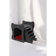 Feyza Design Büyük Ahşap Kedi Evi, Siyah Mermer Renk, 50X35 Cm, Dekoratif ve Dayanıklı