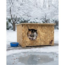 Feyza Design Ahşap Kedi Evi, Osb, 50X45X34 Cm, Sıcak ve Soğuğa Dayanıklı