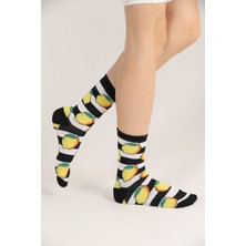 MG Çorap Limon Desenli Uzun Soket Pamuklu Çorap