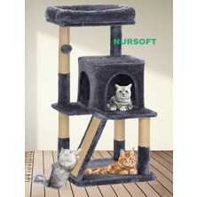 Feyza Design Teraslı Dekoratif Kedi Tırmalama Evi, Şık ve Rahat Tasarım