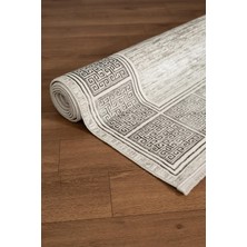 Cotto Home Talis CT016A Gri Halı Antrasit Kenar Çerçeveli Modern Parlak Yumuşak Kadife Salon Mutfak Halısı
