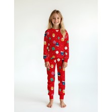 Elmas Kids Kız Çocuk Yılbaşı Yeniyıl Temalı  Pijama Takımı ELM-4107
