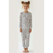 Elmas Kids Kız Çocuk Pijama Takımı Kedi  Desenli ELM-4094