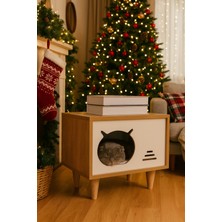 Feyza Design Şık Ahşap Kedi Yatağı, Rahat ve Konforlu Uyku Alanı