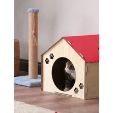 Feyza Design Ahşap Demonte Kedi Evi, Şık ve Rahat Evcil Hayvan Yuvası