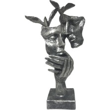 Şans Hediyelik Kuşlu Sevgili Mask Dekoratif Biblo 32CMX18CM Gümüş Eskitme