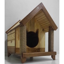 Feyza Design Ahşap Kedi Evi ve Yuvası, Iç Mekan Için Şık ve Konforlu Barınak