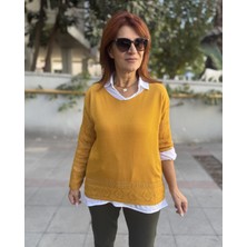 Denizege Butik Gömlek Triko Takım Hardal