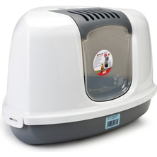 Feyza Design Geniş Kapalı Kedi Tuvaleti, Koku Filtreli, Gri Beyaz, 58X45X40CM