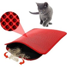 Feyza Design Kırmızı Kedi Tuvalet Önü Elemekli Paspas, Temiz ve Pratik Kullanım
