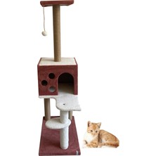 Feyza Design Kedi Tırmalama ve Oyun Evi 124 Cm, Eğlenceli ve Konforlu Tasarım