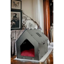 Feyza Design Siyah Ahşap Kedi Evi ve Yuvası, Şık ve Dayanıklı Tasarım