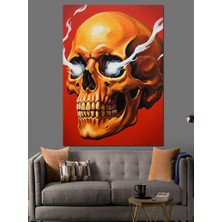 Artmeg Dumanlı Altın Kuru Kafa Dekoratif Kanvas - Mdf Ahşap Tablo