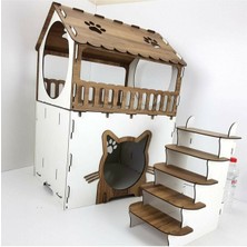 Feyza Design Teras Katlı Şık Iç Mekan Kedi Evi ve Yuvası