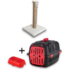 Feyza Design Taşıma Kafesi ve Sepetli Set, Tırmalama ve Büyük Mama Kabı Hediyeli