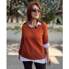 Denizege Butik Gömlek Triko Takım Tarçın