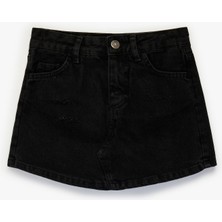 Koton Kız Çocuk Desensiz Pamuklu Slim Fit Denim Şort Etek Hafif Kumaş ile Rahat