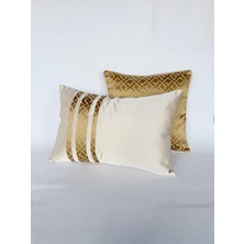 Pemteks Tekstil Altın Sarısı Detaylı Fitilli 2’li Kırlent Kılıfı Seti (40X60 / 45X45)