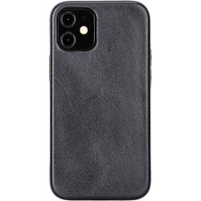 Sinerjim Apple iPhone 12 mini Uyumlu Deri Arka Kapak ROCK RST1 Siyah
