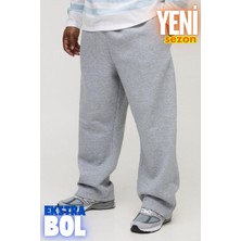 Vladivosto Gri Siyah Büyük Beden Paçası Lastikli Oversize Bol Kalıp Eşofman Altı Rahat Unisex Eşofman Altı