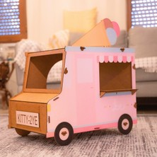 Feyza Design Renkli Dondurma Kamyonu Tasarımlı Kedi Evi Kişiye Özel Isim Etiketi