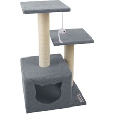 Feyza Design Gri Stepli Yuvalı Kedi Tırmalaması, Renkli ve Eğlenceli Tasarım