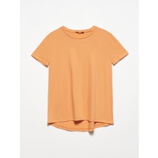 Dilvin 3471 Bisiklet Yaka Basic T-Shirt-Şeftali