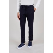 Paco Romano Erkek Lacivert Slim Fit Bağcıklı Pantolon