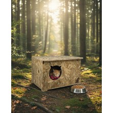 Feyza Design Dış Mekan Ahşap Kedi Evi 60X45X40 Cm, Dayanıklı ve Şık Tasarım