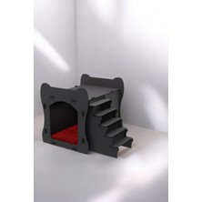 Feyza Design Ahşap Büyük Kedi Evi ve Yuvası, Siyah, Konforlu ve Şık Tasarım