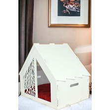 Feyza Design Beyaz Ahşap Kedi Evi ve Yuvası, Şık ve Konforlu Tasarım