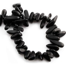 Obsidyen Doğal Taş Parlak Siyah Diş Kesim 18X6MM Dizi [aa]