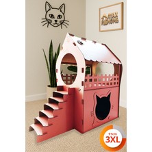 Feyza Design 3xl Pembe Merdivenli Iki Katlı Mdf Kedi Evi 91×92×52 cm