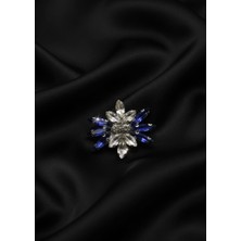 Barış Dizayn Bros Zarif Mavi Taşlı Yıldız Çiçek Broş