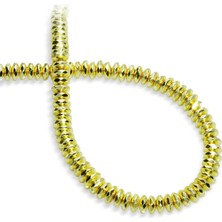 Hematit Doğal Taş Altın Sarı Fasetli Rondela Kesim 8X3MM Dizi