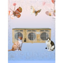 Feyza Design 3 Bölmeli Kedi Evi, Su ve Isı Yalıtımlı, 3 Kediye Uygun, Rahat ve Güvenli