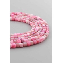 Yengeç Akik Doğal Taş Mat Pembe Küp Kesim 6X6MM Dizi [aa]