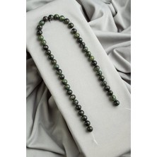 Jasper Doğal Taş Damarlı Yeşil Küre Kesim 8mm Dizi [ab+]