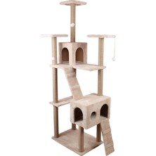 Feyza Design Çok Katlı Kedi Tırmalama ve Oyun Evi Bej