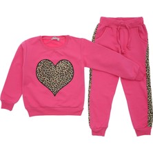 Crassi Kız Çocuk Eşofman Takımı Kalpli Leoparlı