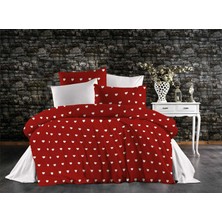 UYGURİYE Uyguriye Çift Kişilik Nevresim Takımı Yorgan Kılıfı %70 Pamuklu Kalp Desen + Lastikli Çarşaf+2 Yastık Kılıfı