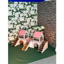 Feyza Design 3 Merdivenli Tavşan Kalesi, 5 Odalı 2 Katlı Siyah Evcilleşen Tavşan Evi