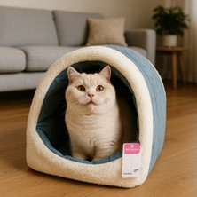 Feyza Design Turkuaz Yumuşak Rahat Kedi Evi, Konfor ve Şıklık Sunar