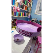 Feyza Design Lila Mor Kedi Yatağı ve Kuru Mama Kabı Paspası Seti